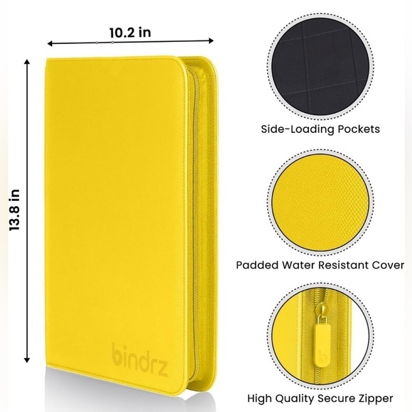 Brand New Yellow Trading Card Zipper Binder Premium Football Baseball Cards - Picture 13 of 14